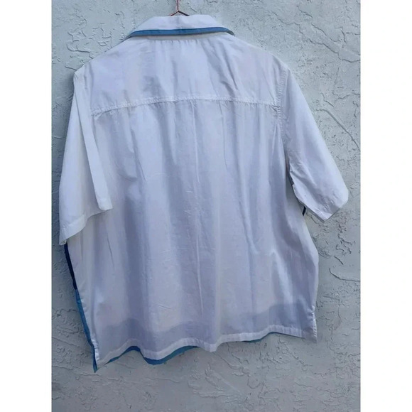 Bobbie Brooks Womens Short Sleeve Floral Embroidery Shirt White Blue 22w/24w - Picture 2 of 10